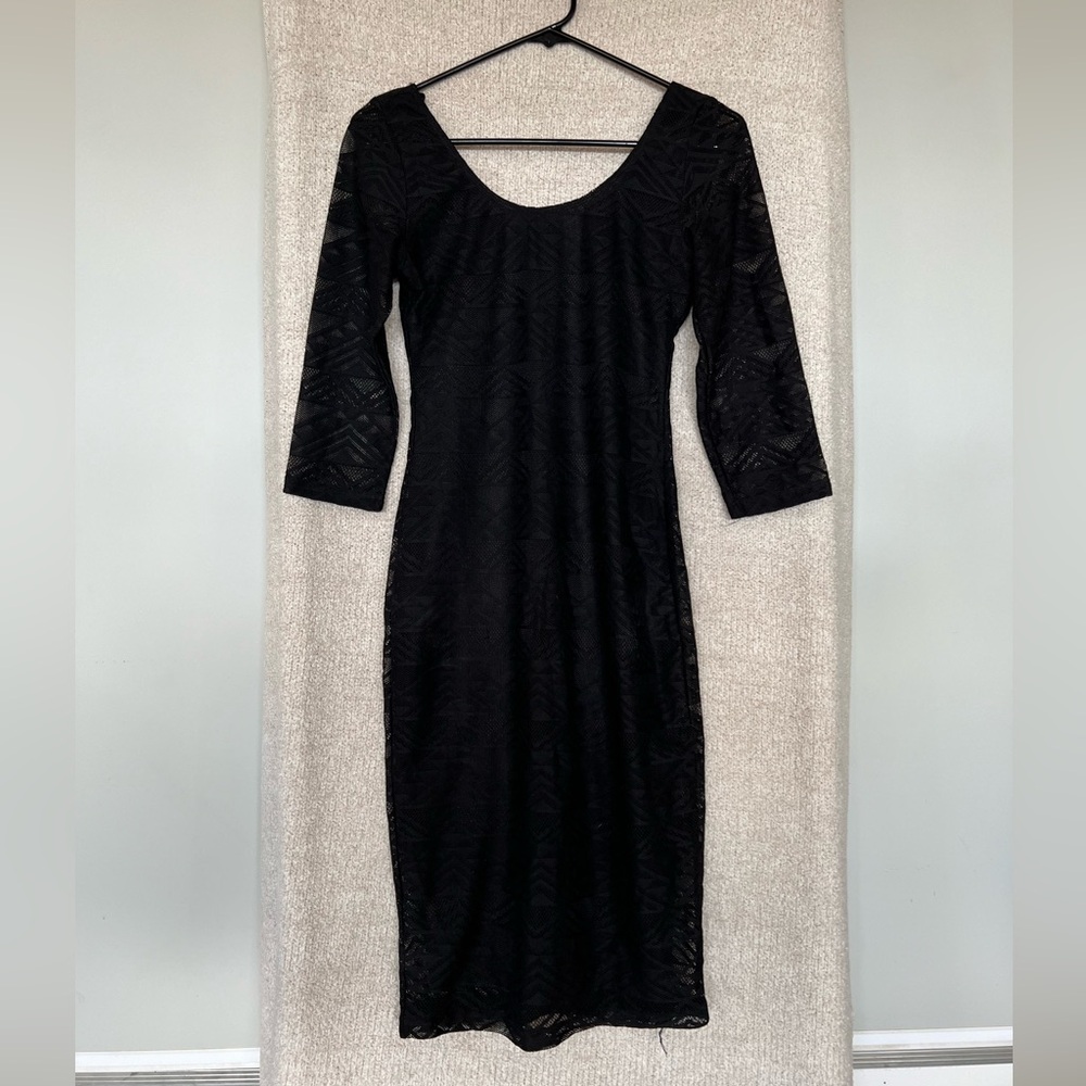 3/4 Sleeve Black Dress